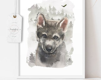 Animal Printable Forest Animal Kids Wall Art Baby Animal Wall Art Wolf Wall Art Print Nursery Wolf Print Baby Wolf Art Gift Instant Download