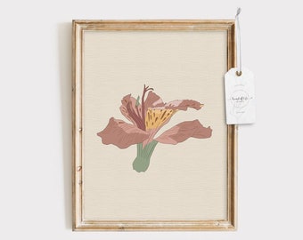 Flower Wall Art Digital Download Pink Floral Instant Printable Tiger Lily Print, Pink Nursery Wall Art Decor Floral Instant Download