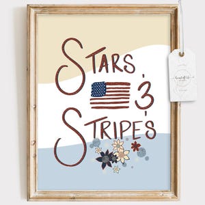 Stars and Stripes Wall Art Printable – Patriotic American Flag Print – Rustic 4th of July Decor for Home or Office