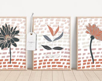 Abstract Floral Print Set: Boho Botanical Art (Digital Download)