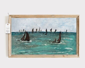 Frame TV Nautical Art Vintage Painting Sailboats Summertime Samsung Frame TV Boat Art Instant Download Digitally Remastered Art for Frame TV