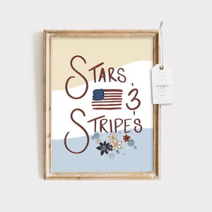 Fourth of July Wall Decor Instant Download Printable Art Stars and Stripes Freedom Wall Art American Flag Wall Art Printable Party Art image 1