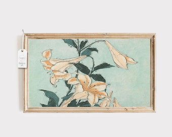 Frame TV Art Download Vintage Flower Still Life Download for Frame Television Lily Flower Instant Download Muted Neutral Flower Art Samsung