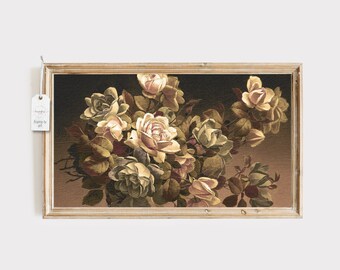 Frame TV Art Download Vintage Flower Still Life Download for Frame Television Moody Roses Floral Instant Download Muted Neutral Art Samsung