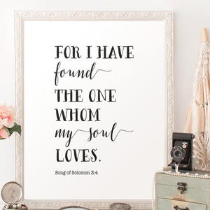 Song of Solomon 3:4 Printable – “I Have Found the One Whom My Soul Loves” Bible Verse Wall Art for Master Bedroom, Digital Download