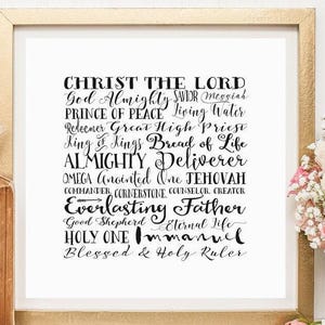 Names of God Printable Wall Art – Square Bible Verse Download Featuring ...