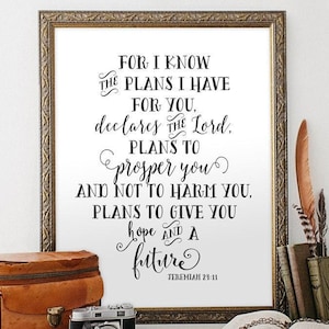 Jeremiah 29:11 Wall Art – Faith-Filled Printable Scripture Decor – &#39;For I Know the Plans&#39; Christian Encouragement Download