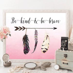 Be Kind Tribal Quote Wall Art – Aztec Nursery Printable, Inspirational Decor for Kids Room or Playroom