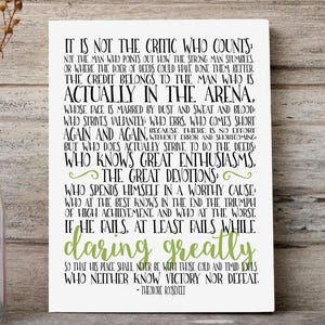 The Man in the Arena Quote – Theodore Roosevelt Printable Wall Art – Motivational Office Decor or Graduation Gift