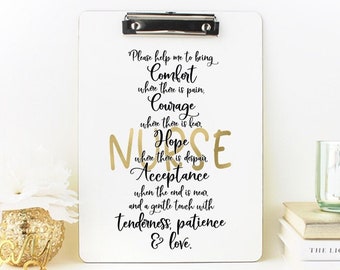 Nurse Clipboard Gift for RN A Nurse's Prayer Gift for Nurse, Nurse Gift Basket Items, Clipboard for Nurse Black and Gold, Neutral Clipboard