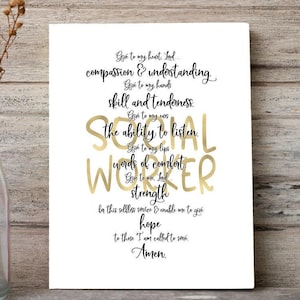 Social Worker Prayer Wall Art – Meaningful Printable Gift for Graduation, Christian Office Decor or Last-Minute Thank You