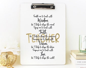 Teacher Clipboard Gift Neutral Colors Black and Gold Teacher Gift Basket Item, Clipboard for Teacher, Unique Teacher Gift