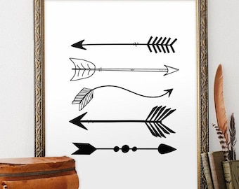 Arrow Printable Wall Art – Minimal Tribal Decor for Nursery or Boys Room, Black and White Arrow Quote Download