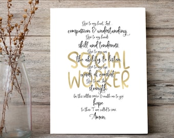 Printable Social Worker Prayer Social Worker Quote Graduation Gift for Social Worker Last Minute Graduate Gift for Social Worker