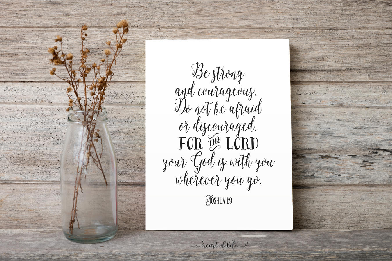 Joshua 1 9 Printable wall art in black and white Scripture | Etsy
