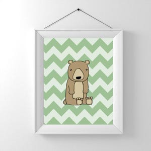 Woodland Nursery Wall Art Set – Printable Bear, Fox, and Raccoon Animal Prints, Neutral Forest Theme for Baby Room (Set of 3) image 6