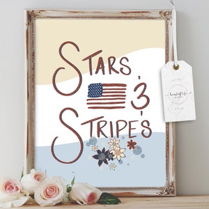 Fourth of July Wall Decor Instant Download Printable Art Stars and Stripes Freedom Wall Art American Flag Wall Art Printable Party Art image 2