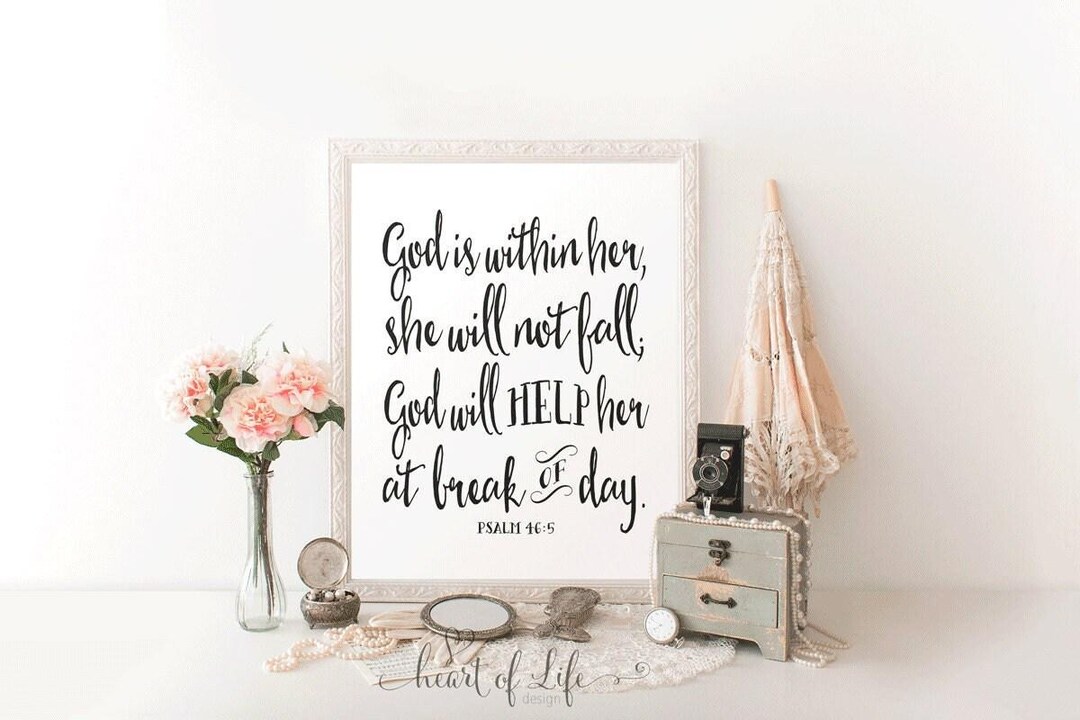God is Within Her Printable – Psalm 46:5 Bible Verse Wall Art, “she ...
