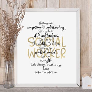Printable Social Worker Quote - Gift for Social Worker, Motivational Quote, Last Minute Graduate Gift Idea image 1