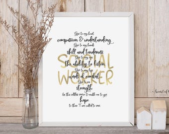 Printable Social Worker Quote - Gift for Social Worker, Motivational Quote, Last Minute Graduate Gift Idea