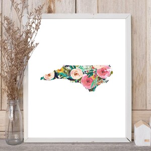 North Carolina Blumendruck: Aquarell Silhouette (Digitaler Download)