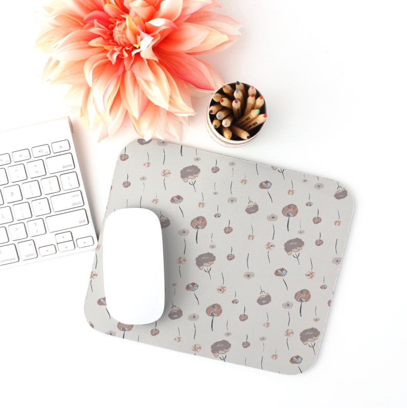 Floral Pattern Desk Mat Mouse Pad Desk Organizer Workspace Protector, Large Flower Desk Mat, Floral Mouse Pad, In Bloom Collection image 3