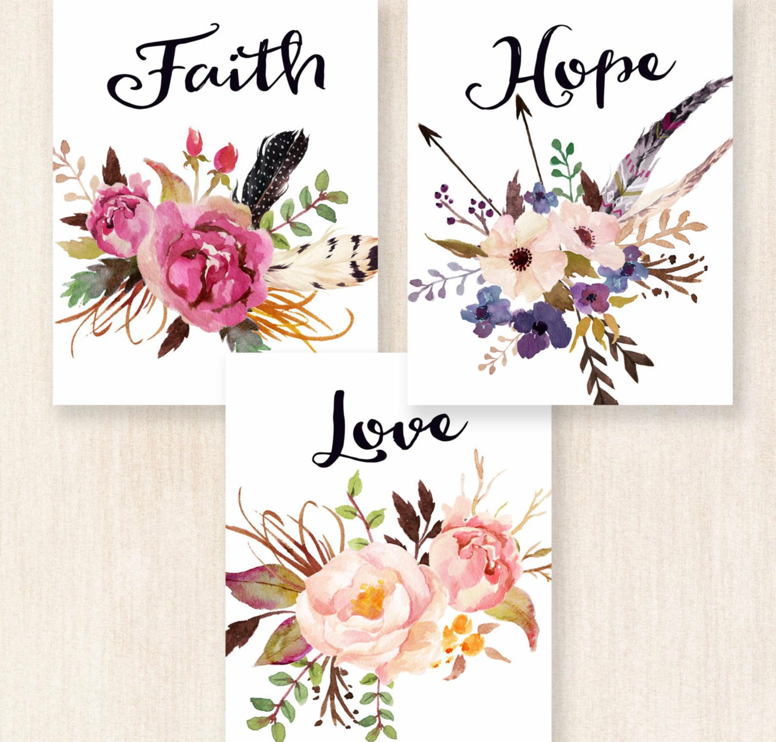 Printable Art Faith Hope Love Printable Wall Art 5x7 | Etsy