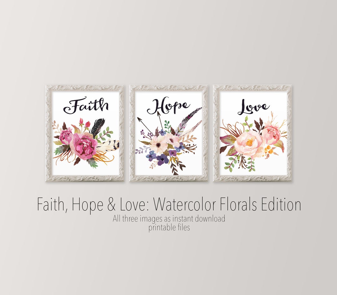 Printable Art Faith Hope Love Printable Wall Art Gallery Wall Art Bible ...