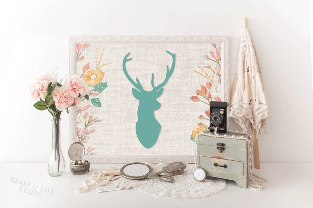 Deer Nursery Decor Digital Download Wall Art Print Deer Head Printable