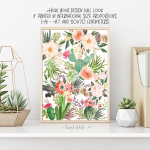 Printable Art Watercolor Flower Print Printable Art Decor Colorful Wall Decor Printable Cactus Printable Art Floral Design Art image 7