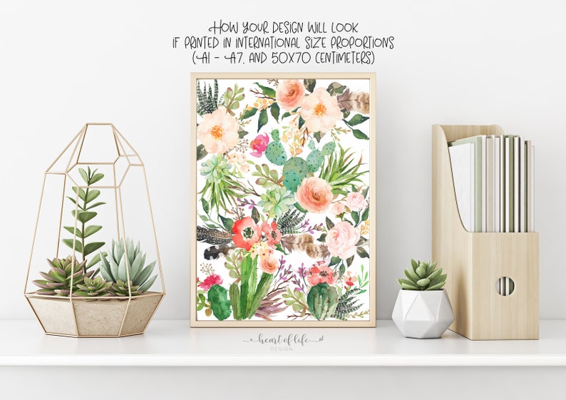 Printable Art Watercolor Flower Print Printable Art Decor Colorful Wall Decor Printable Cactus Printable Art Floral Design Art image 7