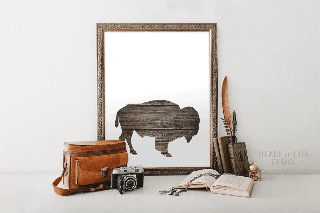 Buffalo Wall Art Printable – Rustic Bison Silhouette for Western ...