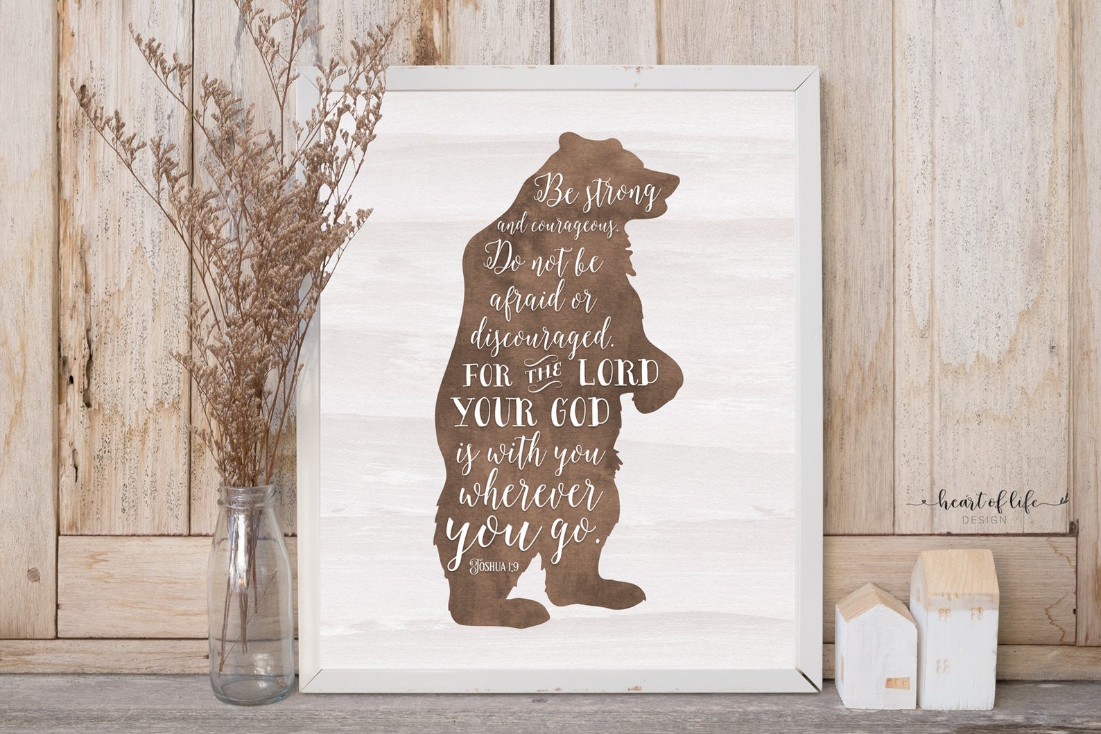 Joshua 1 9 Bear Nursery Scripture Printable Art Bear | Etsy