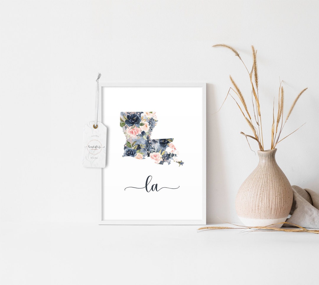 Watercolor Floral State Printable State Silhouette With - Etsy
