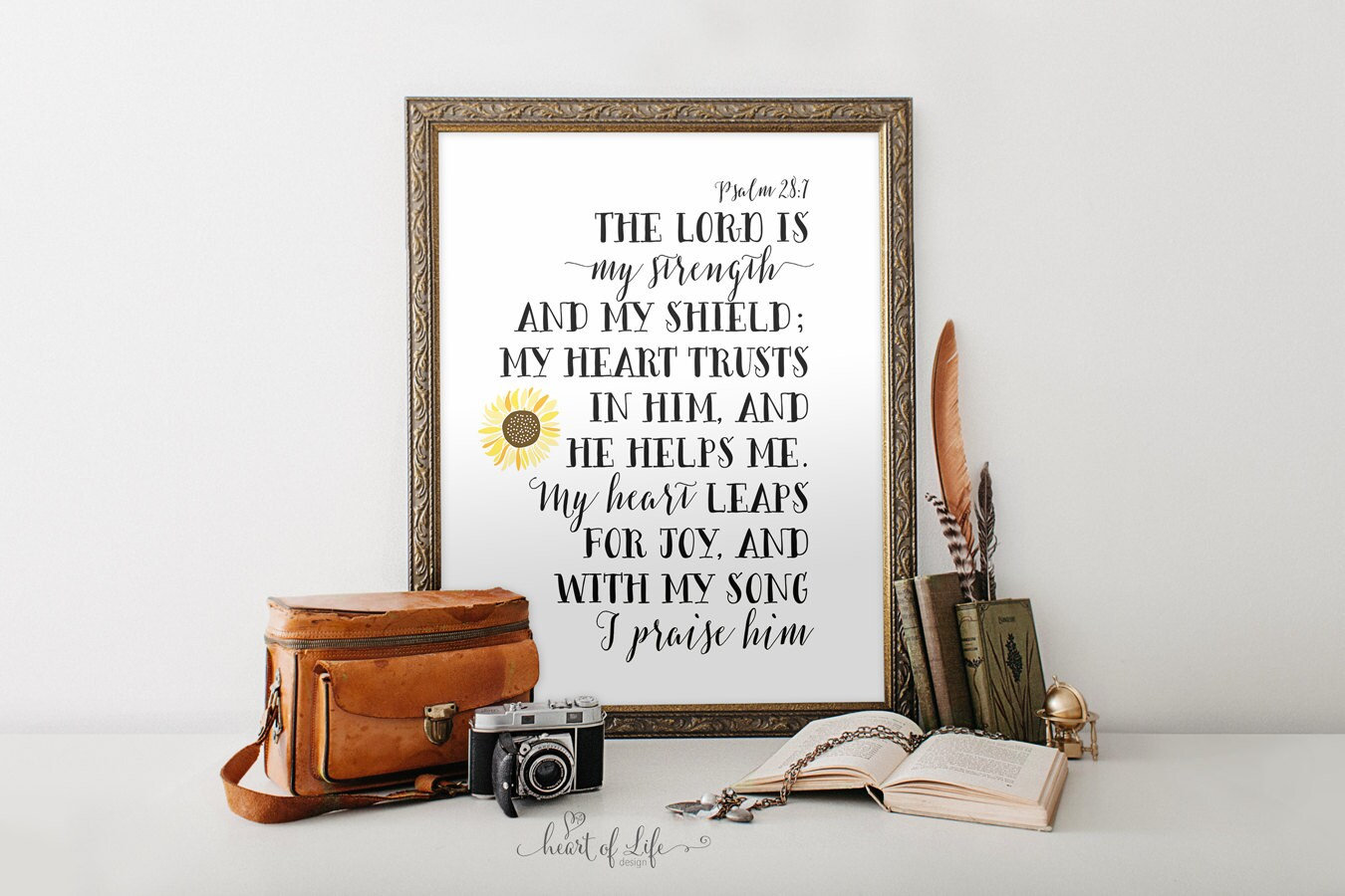 Psalm 28:7 Bible Verse Wall Art – the Lord is My Strength and Shield ...