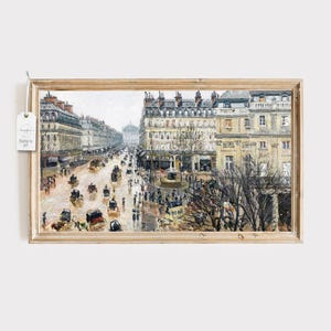 Frame TV Art - Vintage French Theater Square in Paris - City Architecture in Muted and Neutral Colors - Late 1800s Antique Art