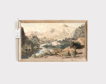 Frame TV Art - Inviting Italian Villa Download, Muted Vintage Italy Landscape