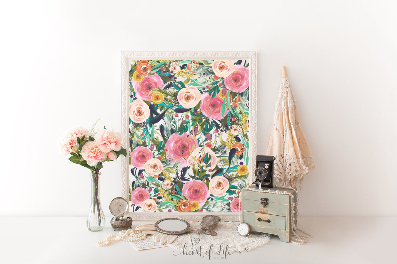 Colorful wall art Printable art Flower art print Watercolor Etsy