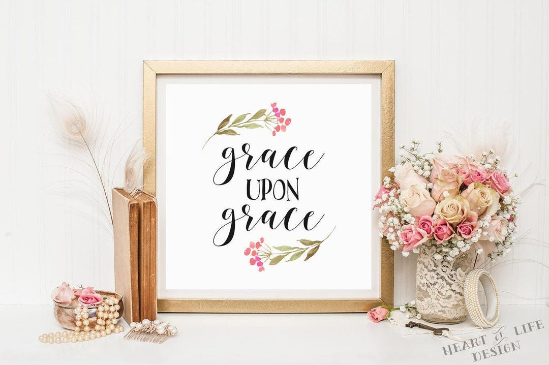 Grace Bible Verse Wall Art – Scripture Printable With Watercolor ...