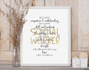 Printable Social Worker Quote Gift for Social Worker Motivational Quote for Social Worker Graduate Gift Last Minute Gift Idea for