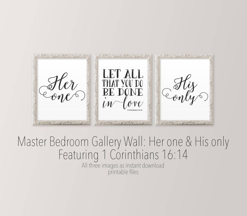 Printable Art Master Bedroom Set of Three Prints Her One His Etsy