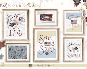 America Printable Wall Art | United States July 4th Gallery Prints | Fourth of July Wall Art Set of 6 Prints | Digital Download Holiday Art