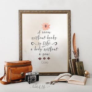 Cicero Library Quote Wall Art – “A Room Without Books Is Like a Body Without a Soul” – Printable for Office or Study