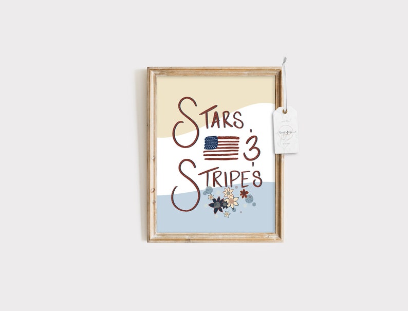 Fourth of July Wall Decor Instant Download Printable Art Stars and Stripes Freedom Wall Art American Flag Wall Art Printable Party Art image 1