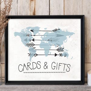 Cards and Gifts Printable For Baby Shower - Travel Theme World Map Print - Boy Baby Shower Printable