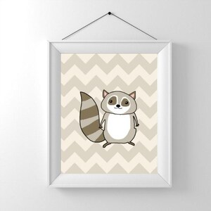 Woodland Nursery Wall Art Set – Printable Bear, Fox, and Raccoon Animal Prints, Neutral Forest Theme for Baby Room (Set of 3) image 5