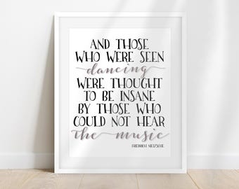 Nietzsche Quote Print: Dancing Music Typography Art (Digital Download