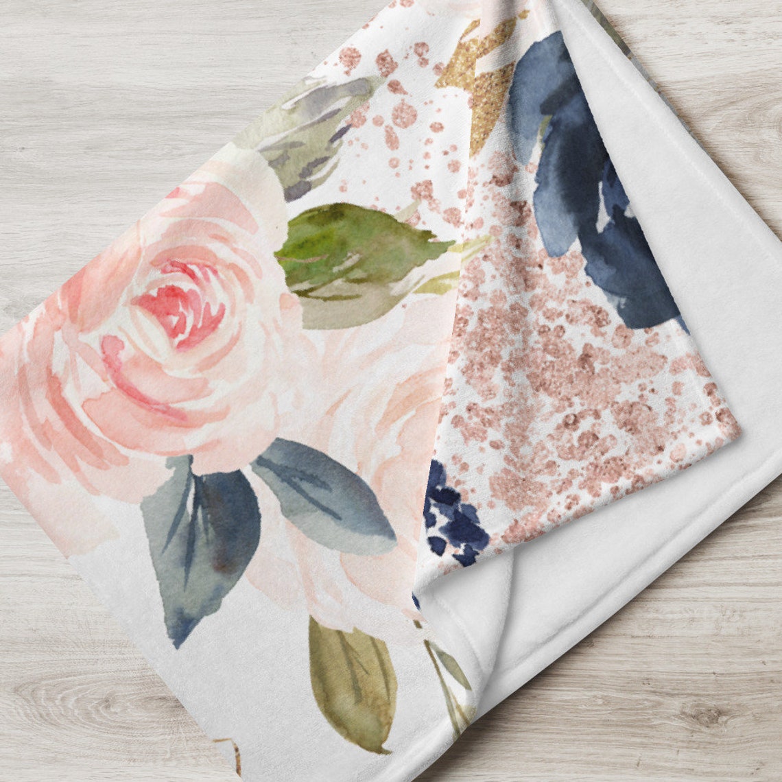 Riverside Blooms 30x40 Sherpa-Backed Minky Blanket