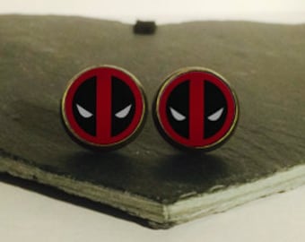 Handmade: Deadpool - studs/clip-ons/cufflinks - 3 FOR 2 OFFER (Promo code in description!)