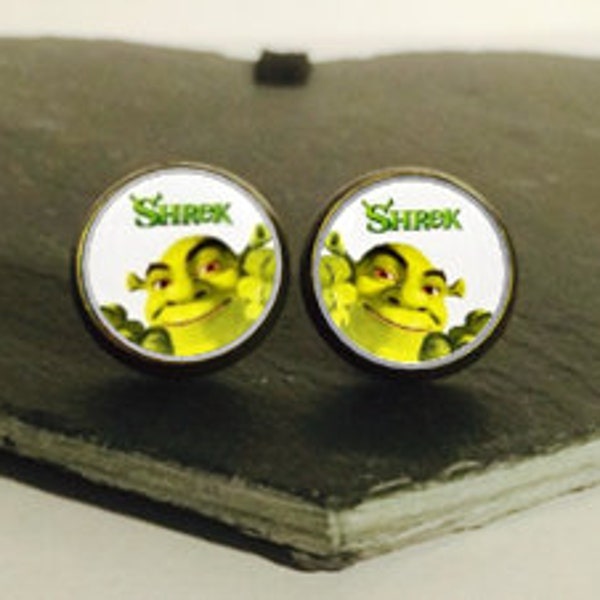 Handmade: Shrek - studs/clip-ons/cufflinks - 3 FOR 2 OFFER (Promo code in description!)